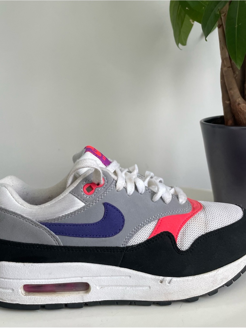 Women Size 9 Nike Air Max 1 White Gray Purple Infrared Shoes Men 7.5